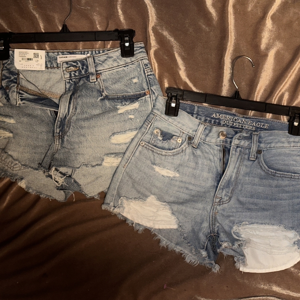 Garage Light Blue Distressed Jean Shorts